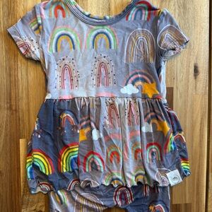 Ready Set Romper Bamboo One Piece Short Sleeve / Pants 6-12 months Rainbow